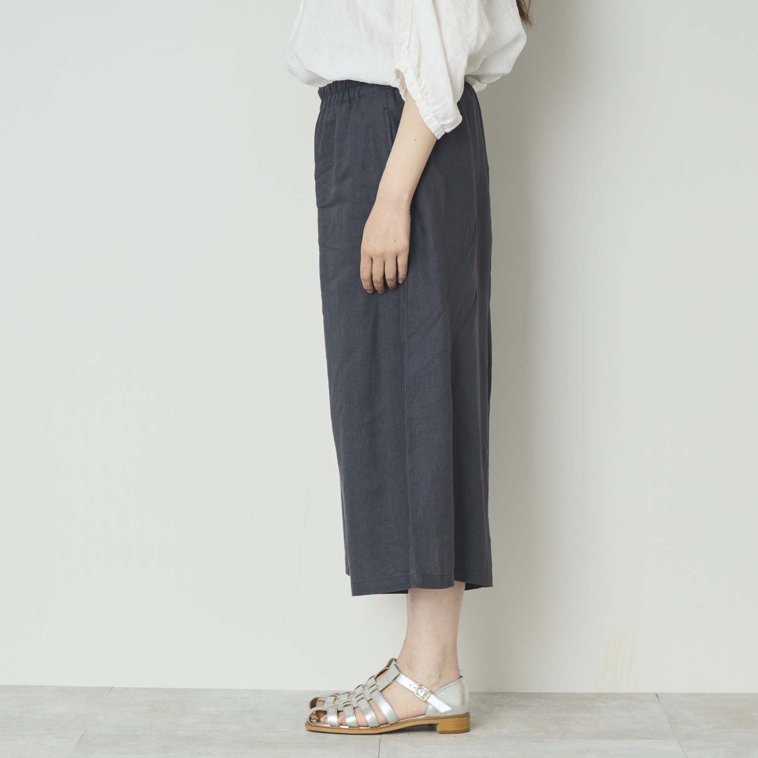 Crea delice/リネン8分丈ワイドパンツ